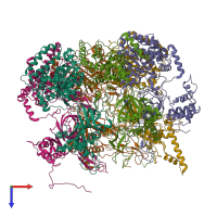 PDB entry 3ja8 coloured by chain, top view.