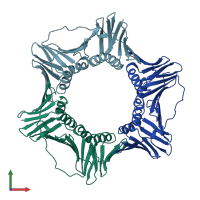 PDB entry 3ja9 coloured by chain, front view.
