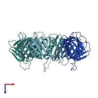 PDB entry 3ja9 coloured by chain, top view.