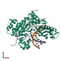 PDB entry 3jaa coloured by chain, front view.