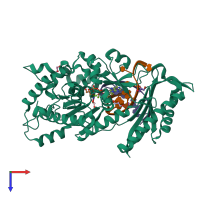 PDB entry 3jaa coloured by chain, top view.