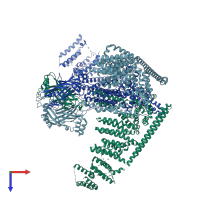 PDB entry 3jac coloured by chain, top view.