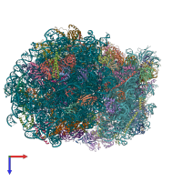 PDB entry 3jag coloured by chain, top view.