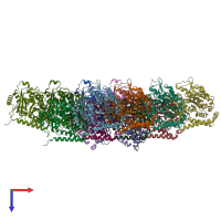 PDB entry 3jak coloured by chain, top view.