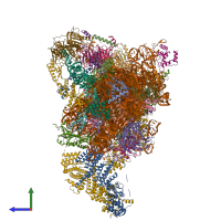 PDB entry 3jap coloured by chain, side view.