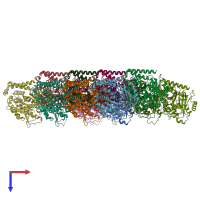 PDB entry 3jas coloured by chain, top view.