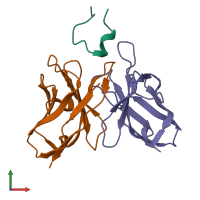 PDB entry 3jau coloured by chain, front view.