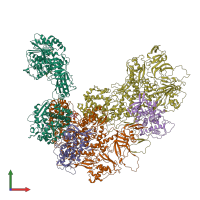 PDB entry 3jb3 coloured by chain, front view.