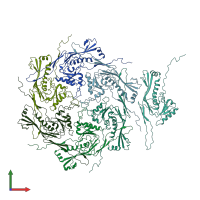 PDB entry 3jb5 coloured by chain, front view.