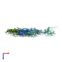 PDB entry 3jb5 coloured by chain, top view.