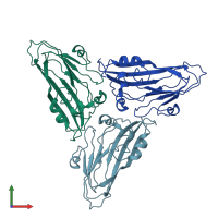 PDB entry 3jb8 coloured by chain, front view.