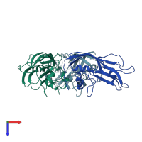 PDB entry 3jb8 coloured by chain, top view.