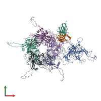 PDB entry 3jba coloured by chain, front view.