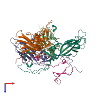 PDB entry 3jbc coloured by chain, top view.