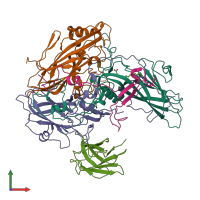 PDB entry 3jbd coloured by chain, front view.
