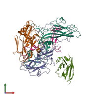 PDB entry 3jbf coloured by chain, front view.