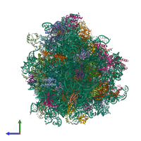 PDB entry 3jbo coloured by chain, side view.