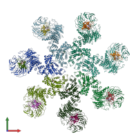 PDB entry 3jbt coloured by chain, front view.