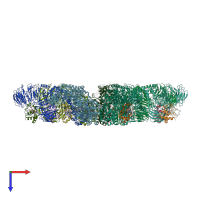 PDB entry 3jbt coloured by chain, top view.