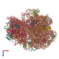 PDB entry 3jbu coloured by chain, top view.