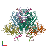 PDB entry 3jby coloured by chain, front view.