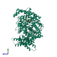 PDB entry 3jbz coloured by chain, side view.