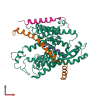PDB entry 3jc2 coloured by chain, front view.