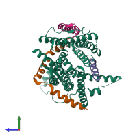 PDB entry 3jc2 coloured by chain, side view.