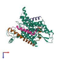 PDB entry 3jc2 coloured by chain, top view.