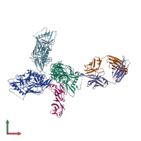 PDB entry 3jcb coloured by chain, front view.