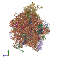 PDB entry 3jcd coloured by chain, side view.
