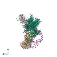 PDB entry 3jcm coloured by chain, side view.