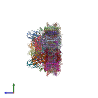 PDB entry 3jcu coloured by chain, side view.