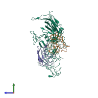 PDB entry 3jcx coloured by chain, side view.