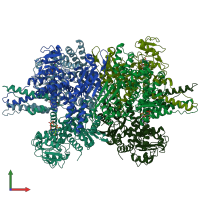 PDB entry 3jd0 coloured by chain, front view.