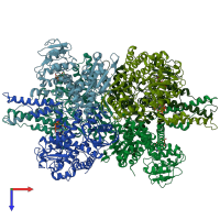 PDB entry 3jd0 coloured by chain, top view.