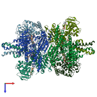 PDB entry 3jd2 coloured by chain, top view.