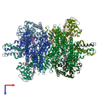 PDB entry 3jd3 coloured by chain, top view.