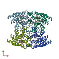 PDB entry 3jq6 coloured by chain, front view.