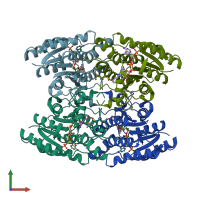 PDB entry 3jqd coloured by chain, front view.