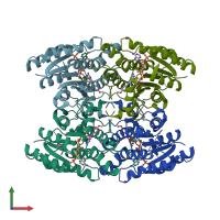 PDB entry 3jqe coloured by chain, front view.