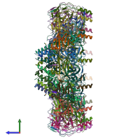 PDB entry 3jqo coloured by chain, side view.