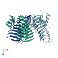 PDB entry 3jqy coloured by chain, top view.
