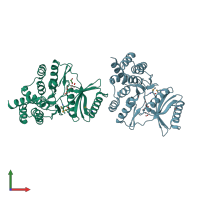 PDB entry 3jr1 coloured by chain, front view.