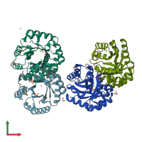 PDB entry 3jr2 coloured by chain, front view.