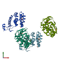 PDB entry 3jr6 coloured by chain, front view.