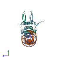 PDB entry 3jr9 coloured by chain, side view.