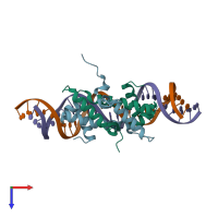 PDB entry 3jr9 coloured by chain, top view.