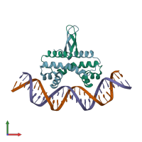 PDB entry 3jrb coloured by chain, front view.