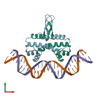 PDB entry 3jre coloured by chain, front view.